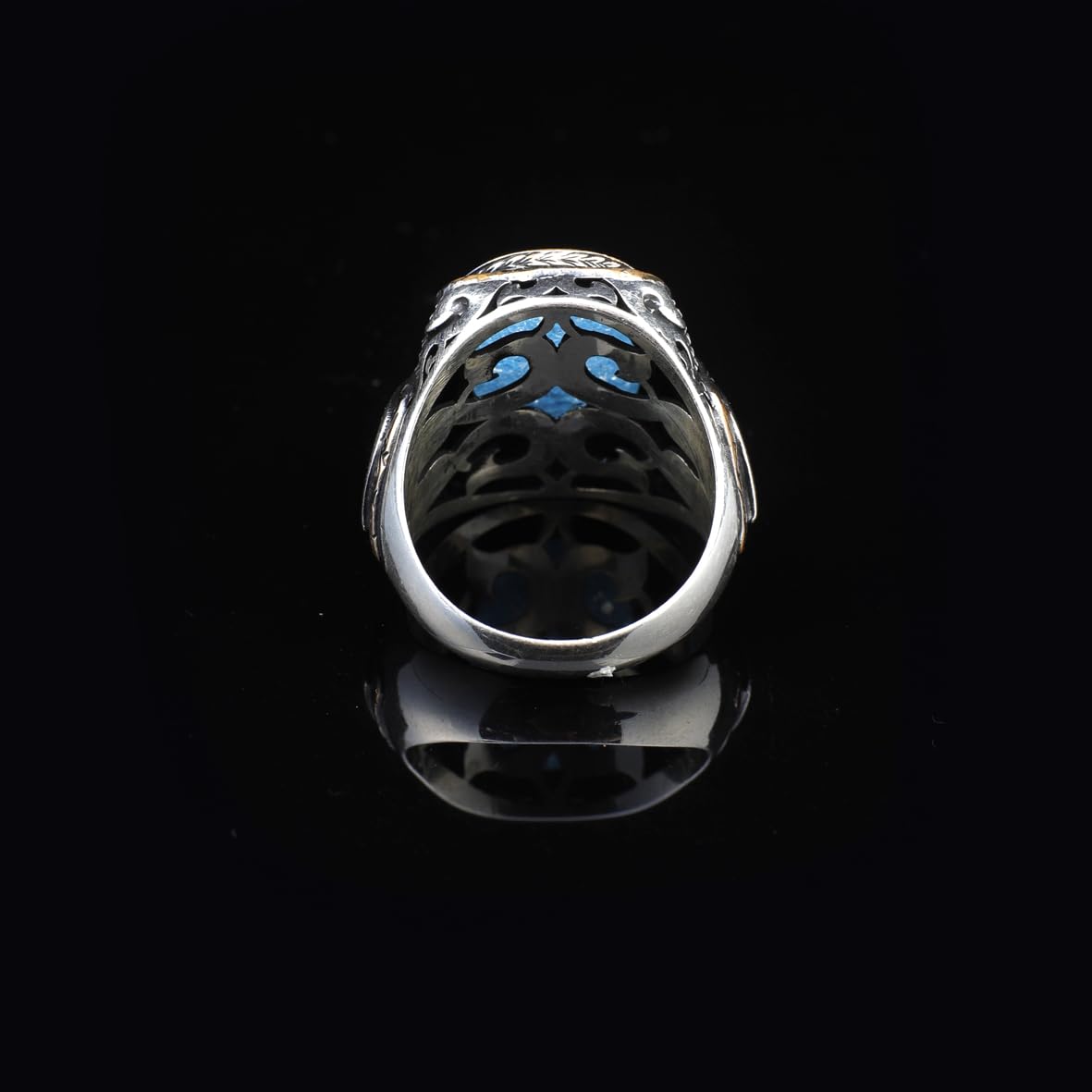 Vintage Handmade 925 Sterling Silver Men's Aquamarine Ring - 925 Sterling Silver Rings for Men - Handcrafted Ring for Men