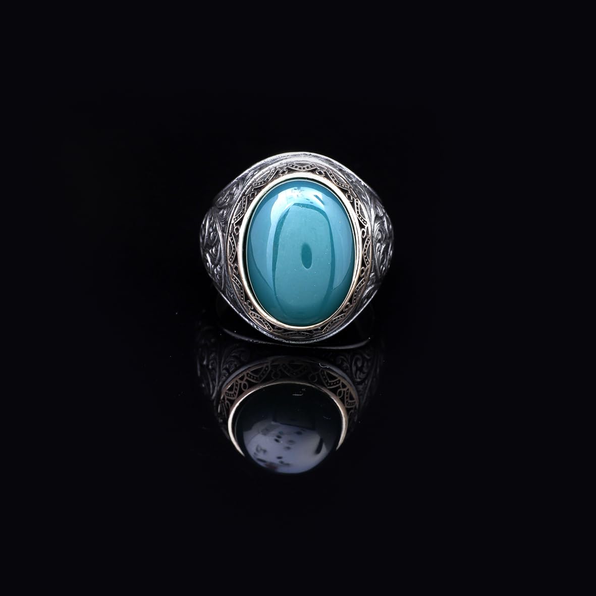 Handmade Jade Men's Ring - 925 Sterling Silver Gemstone Jewelry with Silver Polishing Cloth Gift - Jade Ring for Men