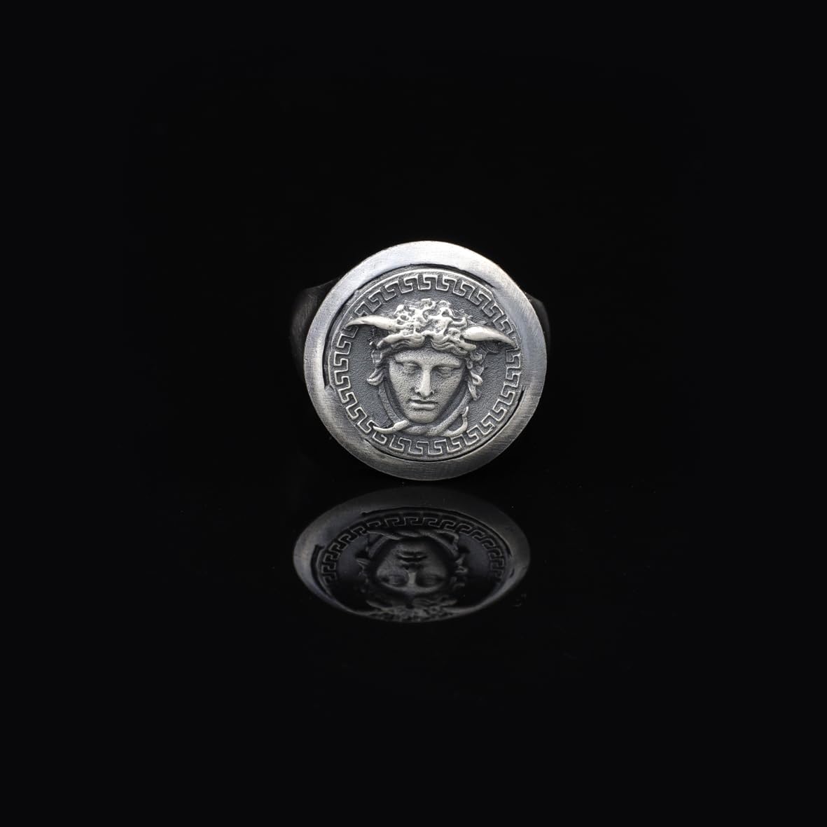 Handmade Medusa Pinky Signet Ring - 925 Sterling Silver Men's Jewelry