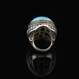 Iris Flower Model Men's Turquoise Ring - Chunky Sterling Silver Engagement Ring — image 6