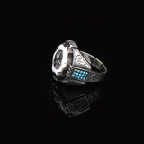 925 Sterling Silver White Turquoise and Pole Star Rotating Ring for Men - White Turquoise and Pole Star Design - Birthday Gifts — image 4