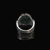 Handmade Jade Eagle Pinky Ring - Vintage Ottoman Style Sterling Silver Engagement Ring for Men with Custom Engraving & Gift Silver Polishing Cloth — image 6