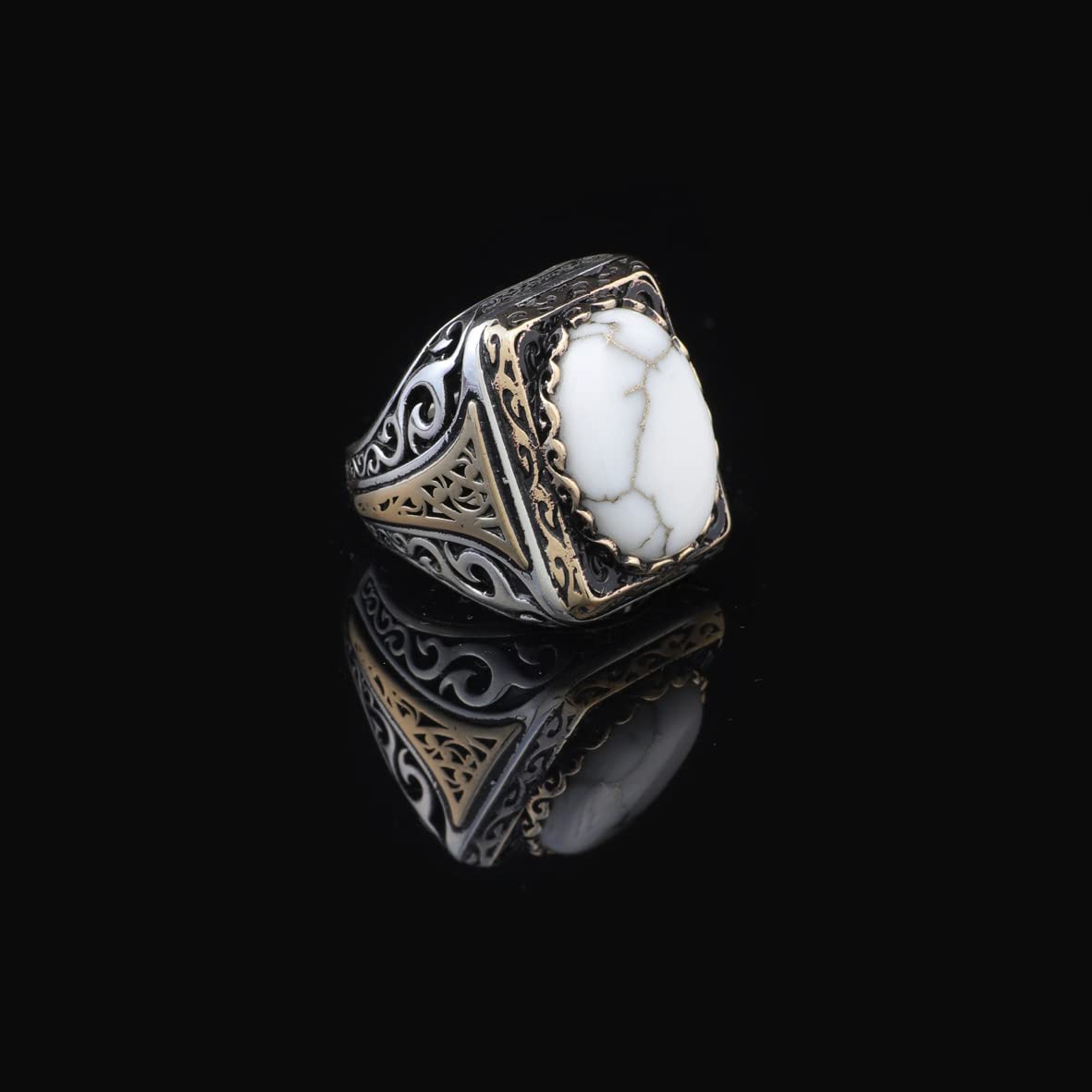 Turquoise Stone Men Silver Ring