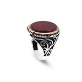 Carnelian Signet Ring for Men – Vintage Handmade Gemstone Sterling Silver Ring with Custom Engraving – Engagement Ring with Gift Silver Polishing Cloth — image 1