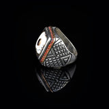 Genuine Turquoise Mens Ring with White Turquoise and Micro Stone — image 4
