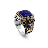 Handmade Vintage Lapis Lazuli Ax Ring - 925 Sterling Silver Men's Gemstone Ring - 925 sterling silver rings for men - Birthday Gifts — image 1