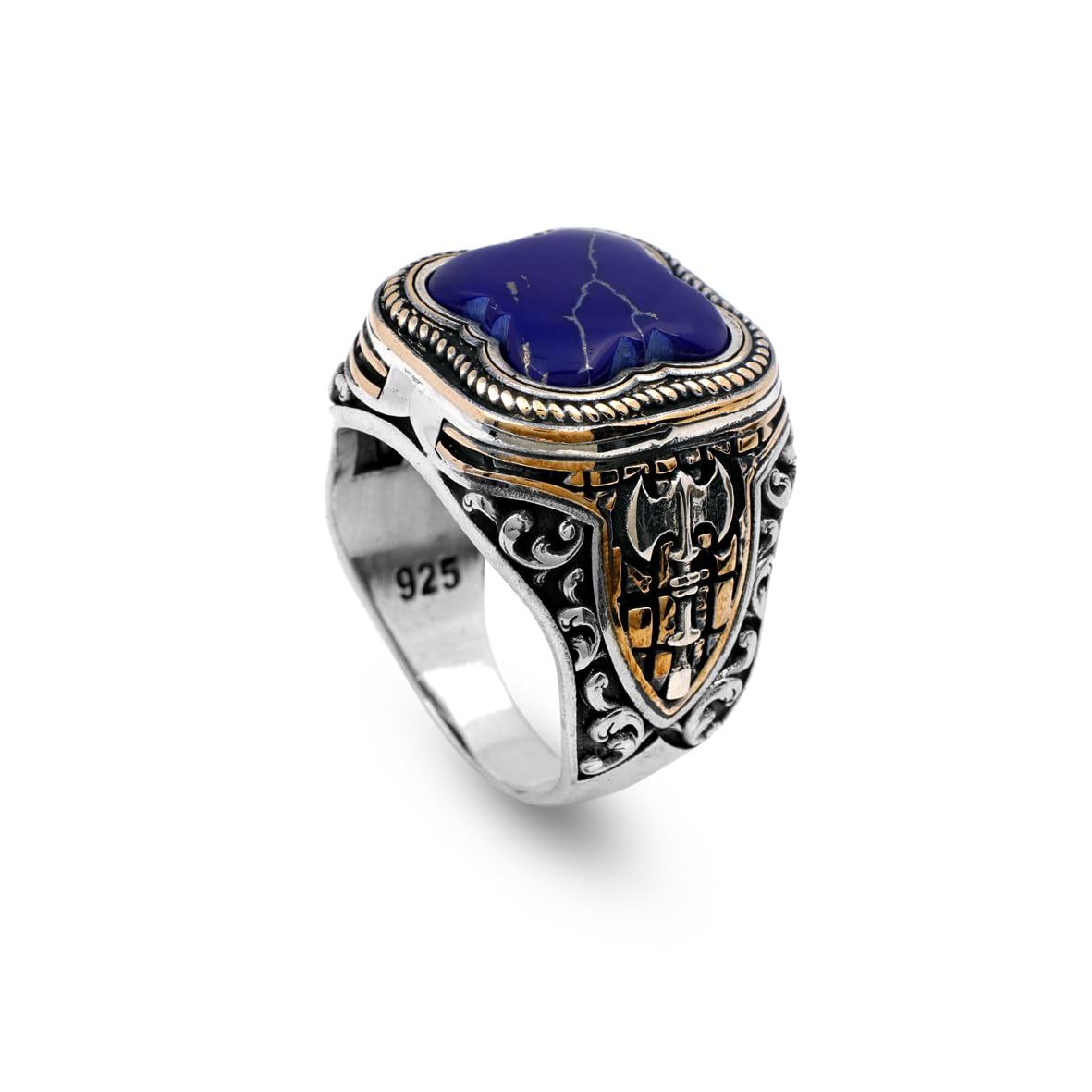 Handmade Vintage Lapis Lazuli Ax Ring - 925 Sterling Silver Men's Gemstone Ring - 925 sterling silver rings for men - Birthday Gifts