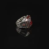 Handmade Vintage Men's Garnet Ring - 925 Sterling Silver Turkish Gemstone Ring — image 4