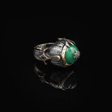 Handmade Emerald Gemstone Ottoman Style Sword Ring for Men Vintage 925 Sterling Silver — image 4