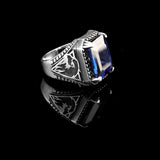 Sapphire Eagle Signet Ring for Men – Vintage Handmade Sterling Silver Gemstone Ring with Custom Engraving – Engagement Ring Gift with Silver Polishing Cloth — image 4