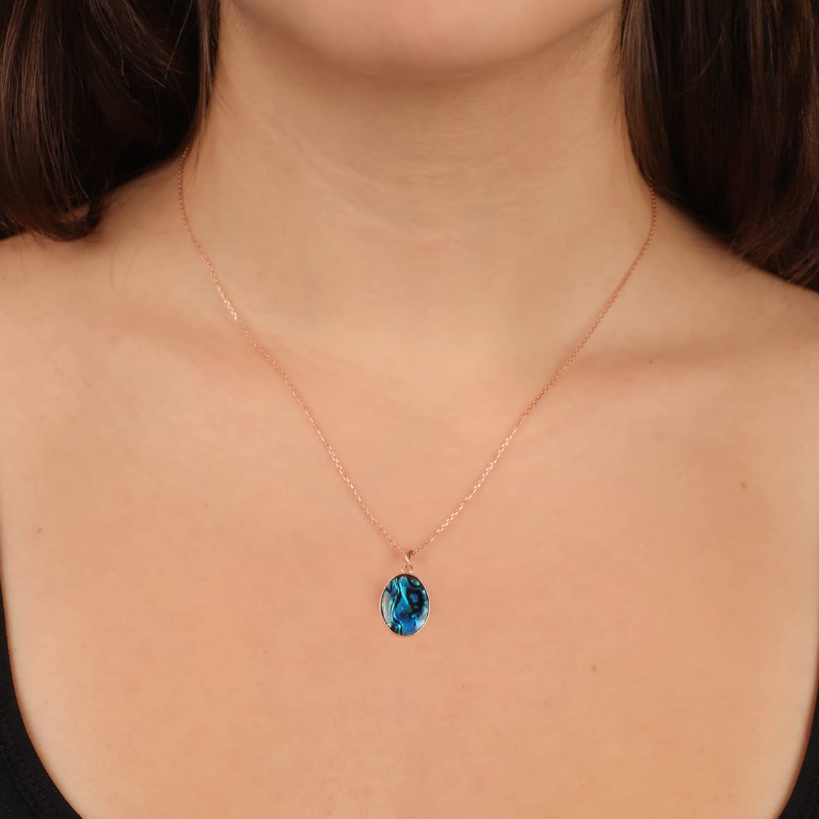 Sterling Silver Ocean Nacre Necklace for Women - Sterling Silver Necklace with Ocean Nacre Pendant for Women - Gift for Her
