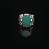 Handmade Vintage Jade Oval Stone Ring – 925 Sterling Silver Signet and Pinky Ring for Men — image 3