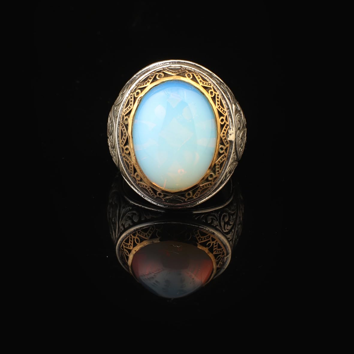 Moonstone Ring Ottoman Vintage 925 Sterling Silver Promise Engagement Ring Gemstone Ring Gift for Husband