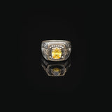 Citrine Pinky Ring with Micro Stone - Vintage Style Men's Gemstone Ring in 925 Sterling Silver - Turkish Handmade Polished Engagement Ring with Silver Polishing Cloth Gift — image 3