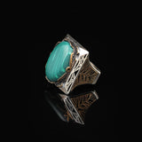 Malachite Ring - Oval Large Gemstone Ring Ottoman Men Vintage Handmade 925 Sterling Silver Rings for Men with Silver Polishing Cloth Gift — image 5
