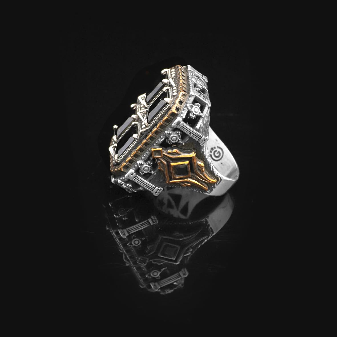 Handmade Onyx Ring Ottoman Style – Large Statement Vintage Gemstone Ring