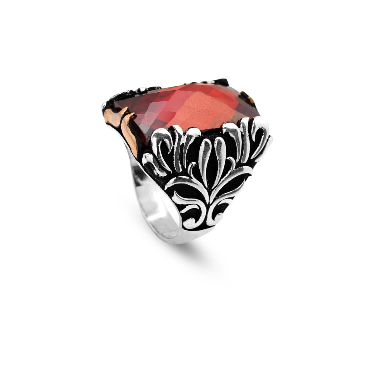 Men's Garnet Ring in 925 Sterling Silver