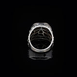 Vintage Handmade Squeeze Amber Ring with Micro Onyx Stone - Men's 925 Sterling Silver Gemstone Jewelry Gift Set with Silver Polishing Cloth — image 5