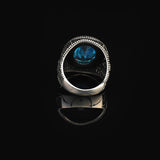 Mens Aquamarine Gemstone Ring – Handmade Ottoman Sterling Silver Engagement Ring — image 6