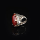 Handmade Carnelian Ring with Oval Gemstone - Large Ottoman Style Men's 925 Sterling Silver Gemstone Ring — image 5