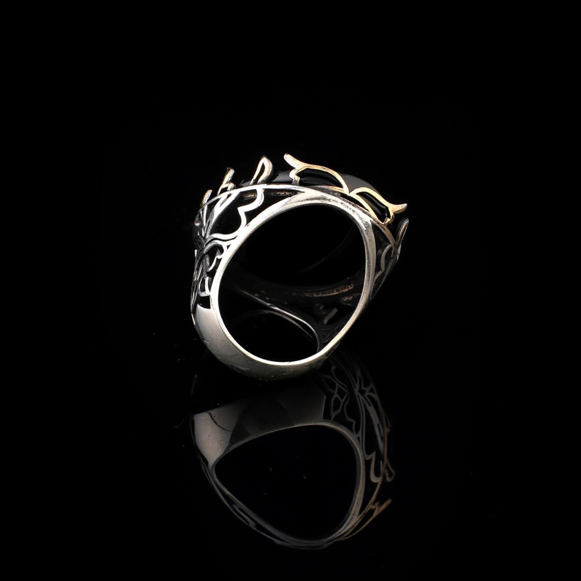 Men's Handmade Black Onyx Ring – Chunky Sterling Silver Vintage Engagement Ring with Ottoman Design