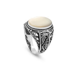 Mother of Pearl Ring Signet Ring Pinky Ring Ottoman Vintage 925 Sterling Silver Promise Engagement Gemstone Ring Gift for Husband — image 1