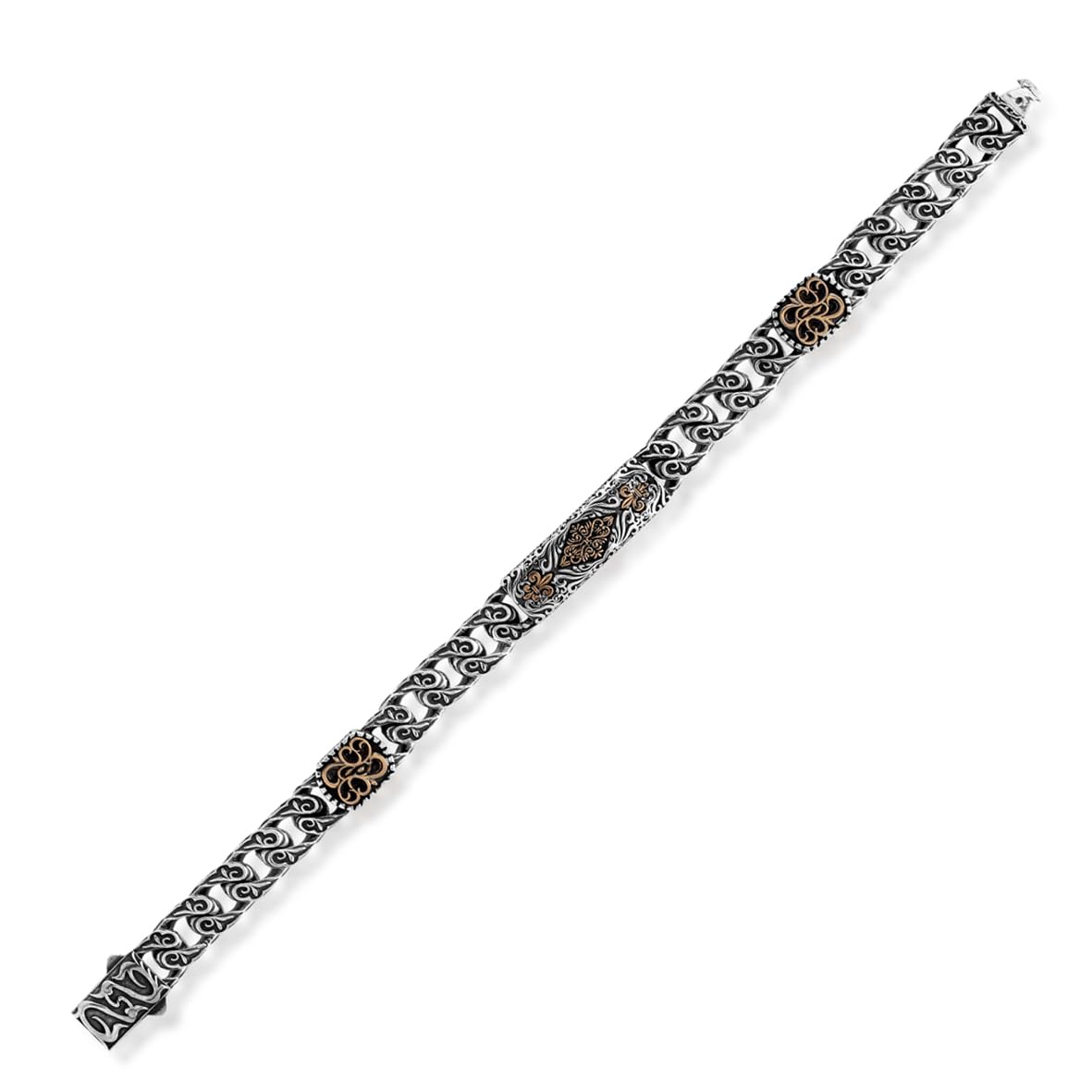 Personalized Gothic Vintage Pattern 925 Sterling Silver Chain Bracelet for Men - Handmade Hand-Engraved Bracelet with Silver Polishing Cloth Gift
