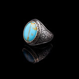 Handmade Genuine Men's Turquoise Ring - 925 Sterling Silver Gemstone Jewelry with Silver Polishing Cloth Gift — image 5