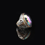 Mystical Topaz Oval Gemstone Ring - Large Handmade 925 Sterling Silver Ottoman Style Vintage Men's Ring with Silver Polishing Cloth Gift — image 4