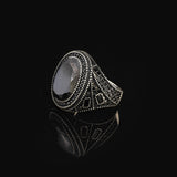 Black Onyx Ring for Men – Ottoman Style Handmade Sterling Silver Ring — image 5