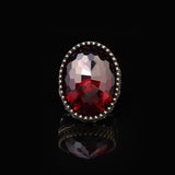 Handmade Garnet Ring with Oval Stone - Vintage Ottoman Style Men's 925 Sterling Silver Gemstone Ring + Silver Polishing Cloth Gift — image 3