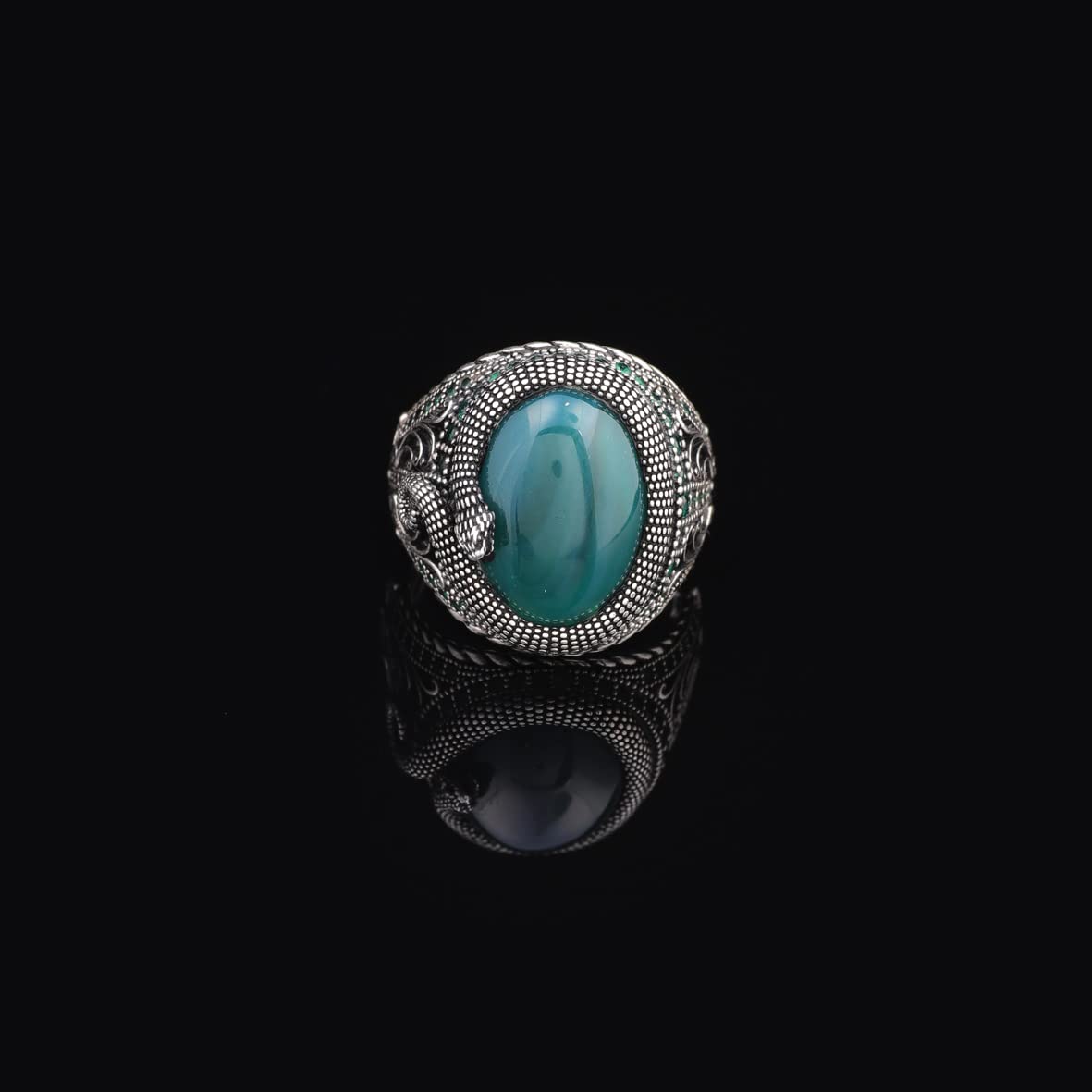 Handmade Sterling Silver Jade Snake Ring