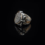 Vintage Shield Cross Signet Ring for Men - 925 Sterling Silver Christian Statement Ring - Polished Handmade Engagement Ring with Custom Engraving — image 5