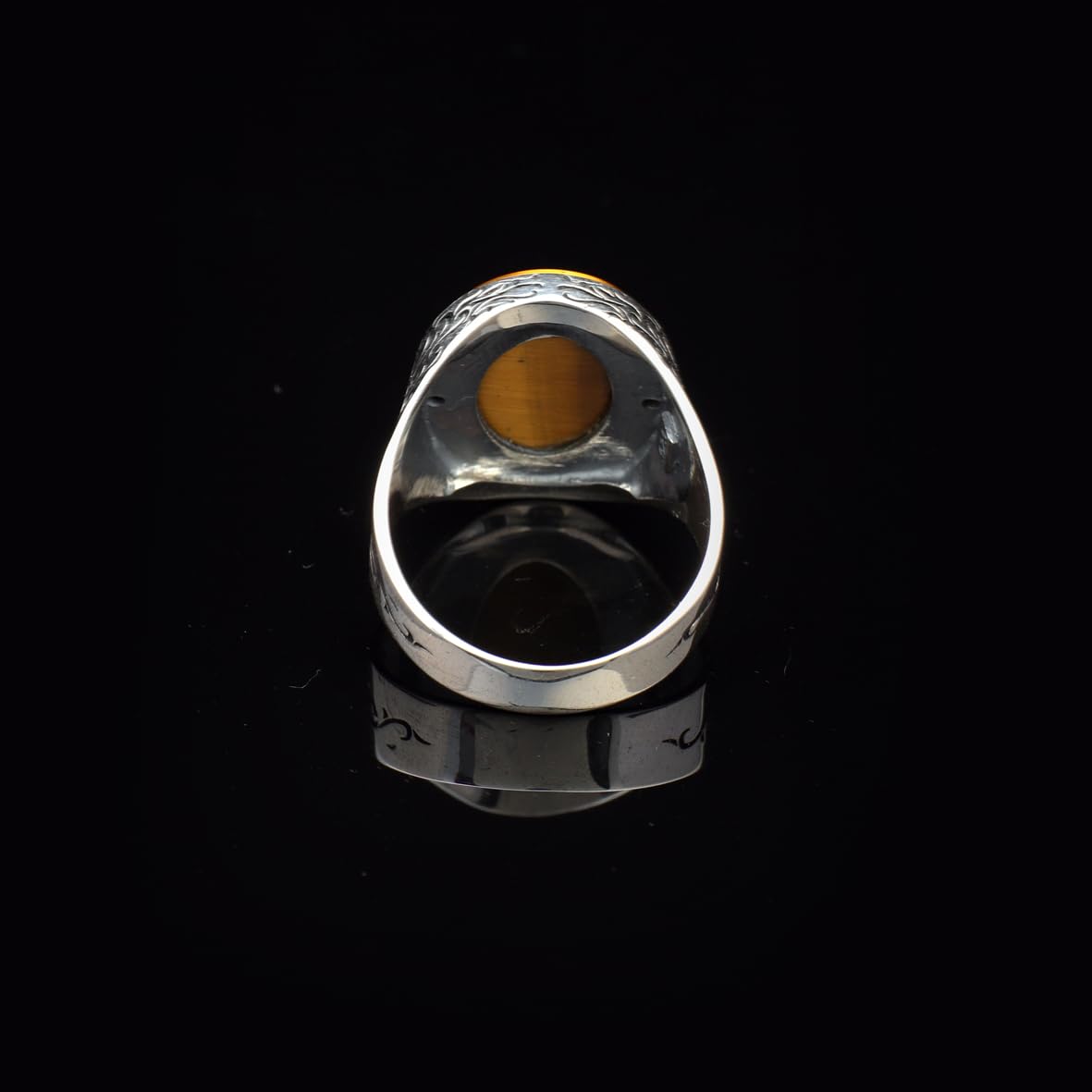 Handmade Vintage Tiger Eye Ring for Men - Oval Gemstone in Polished 925 Sterling Silver