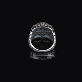 Vintage Ottoman Style Mother of Pearl and Onyx Silver Ring — image 4