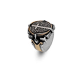 Vintage Shield Cross Signet Ring for Men - 925 Sterling Silver Christian Statement Ring - Polished Handmade Engagement Ring with Custom Engraving — image 1