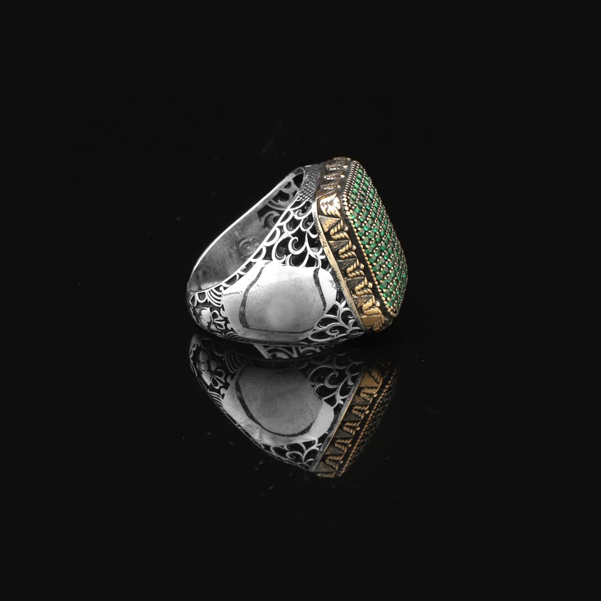 Emerald Ring Micro Stone Ring Ottoman Vintage 925 Sterling Silver Ring Promise Ring for Him Engagement Ring Gemstone Ring Gift for Husband