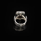 Handmade Vintage Jade Ring with Micro Stones – 925 Sterling Silver Statement Ring for Men — image 6