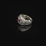 Vintage Garnet Ring for Men - Handmade Turkish 925 Sterling Silver Engagement Ring with Polished Gemstone and Silver Polishing Cloth Gift — image 5