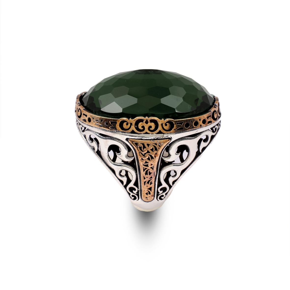 Emerald Ring with Oval Stone - Handmade