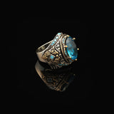 Handmade Aquamarine Ring Ottoman Vintage Sterling Silver Ring — image 3