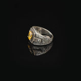 Citrine Pinky Ring with Micro Stone - Vintage Style Men's Gemstone Ring in 925 Sterling Silver - Turkish Handmade Polished Engagement Ring with Silver Polishing Cloth Gift — image 5