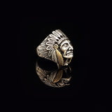 American Indian Chief Handmade Silver Men Ring — image 3