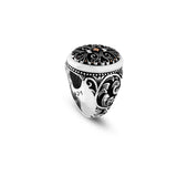 Handmade Mother of Pearl Pinky Ring - Vintage Ottoman Style Sterling Silver Engagement Ring for Men with Custom Engraving & Gift Silver Polishing Cloth — image 1