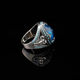 Handmade 925 Sterling Silver Scorpion Ring for Men - Man Silver Aquamarine Stone Ring - Unique Gemstone Jewelry with Aquamarine Stone and Silver Polishing Cloth Gift — image 6