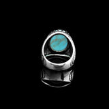 Mens Turquoise Signet Ring – Handmade Vintage Sterling Silver Gemstone Ring for Men with Custom Engraving – Engagement Ring + Gift Silver Polishing Cloth — image 6