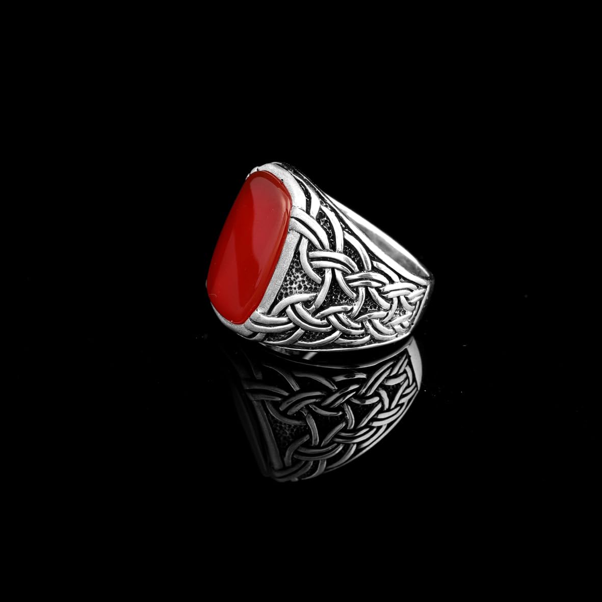 Vintage Carnelian Ring for Men – Sterling Silver Handmade Signet with Natural Gemstone – Custom Engraving Gift & Engagement Ring + Polishing Cloth