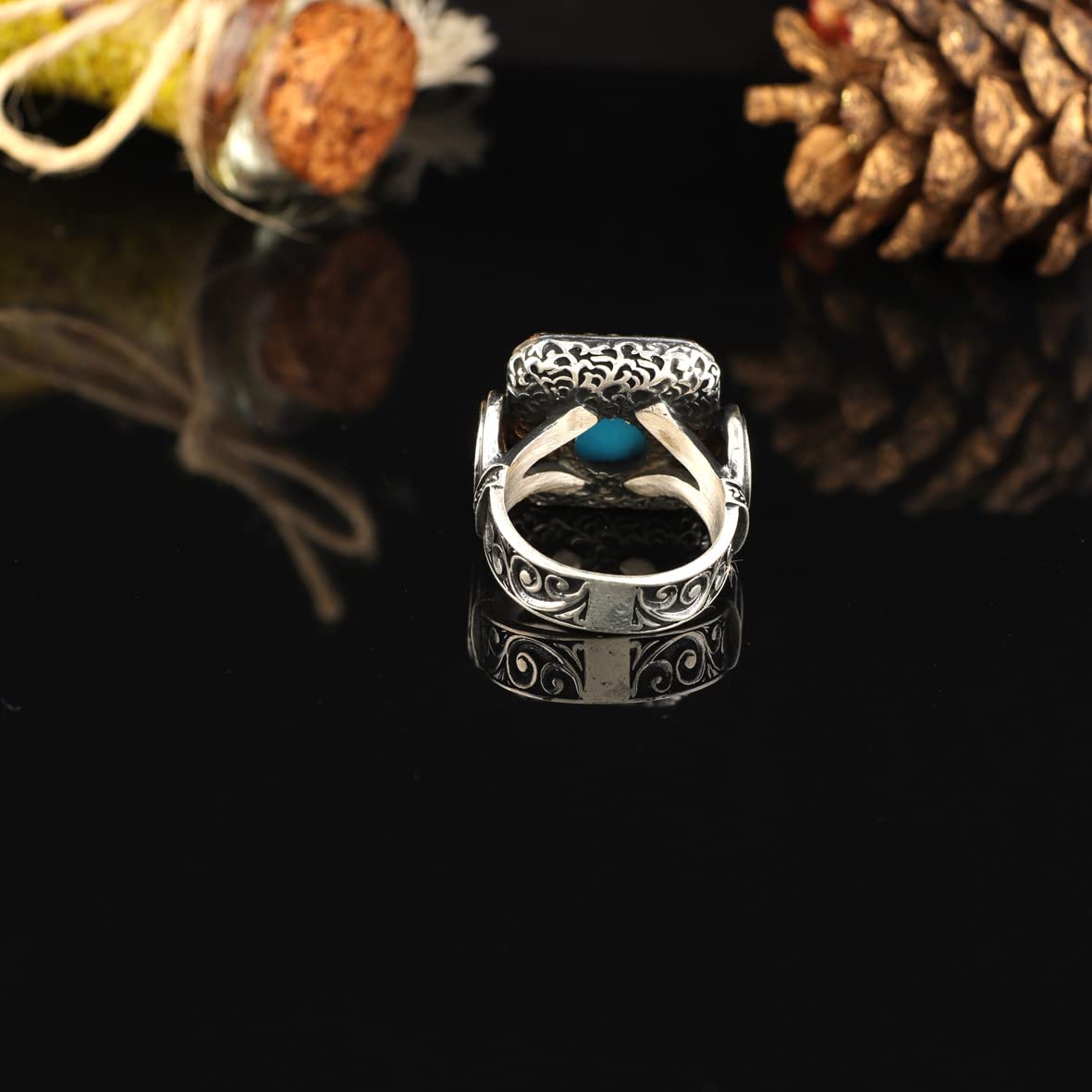 925K Sterling Silver Turquoise Stone Ring