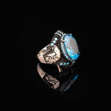 Aquamarine Stone Custom Animal Eagle Ring for Men - Handmade 925 Sterling Silver Jewelry — image 5