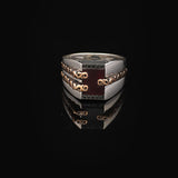 Handmade Carnelian Signet Ring for Men – Vintage Pinky Ring with Embroidered Design — image 3